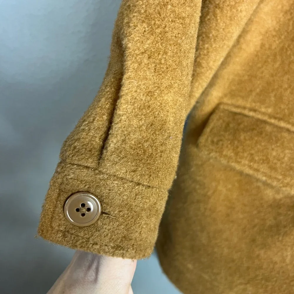 GAP Kids Boucle Jacket Girls Size L Deep‎ Camel Button Front Coat Longline